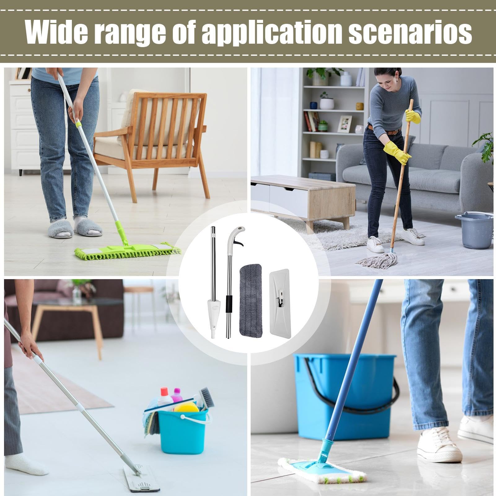 Mop Per La Pulizia Dei Pavimenti Scopa A Spruzzo Con Riutilizzabile | Panni In Microfibra Lavabili Rotazione 360° Serbatoio 400 ml Per Casa Cucina Bagno Garage