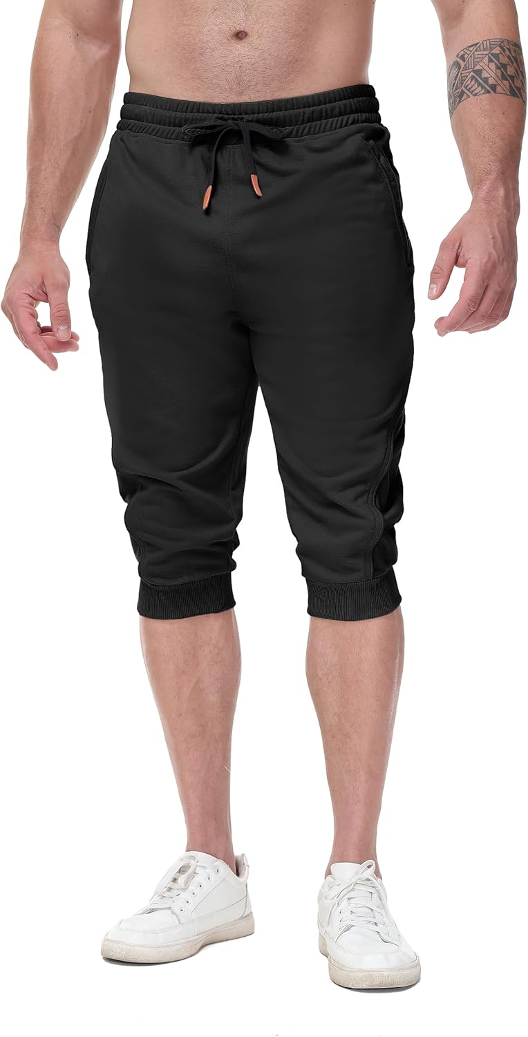 FIRSTGYM Mens Casual Jogger Pants 3/4 Joggers Tapered Fit Workout Gym Training Sweatpants - Image 5