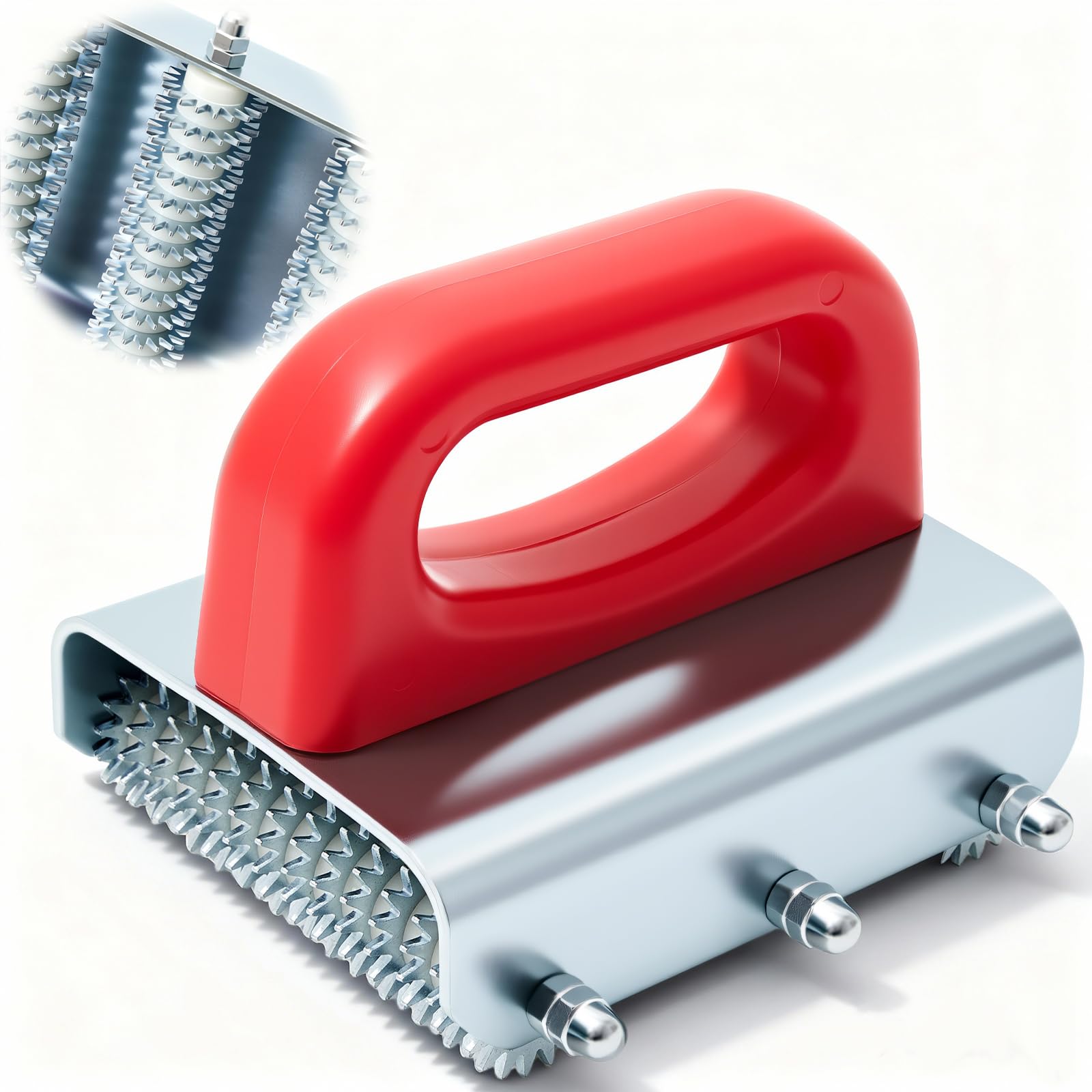 Frienda 1 Pcs Carpet Seam Roller with Triple Star Wheels, Red