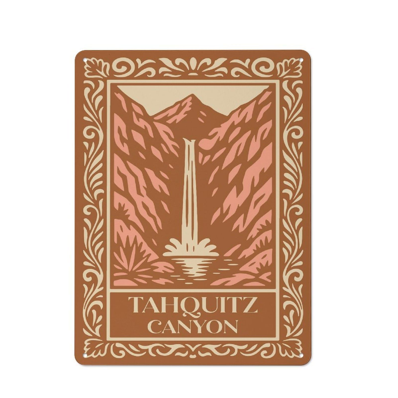 Junmoney Style-3 Tin Wall Plaque 40X30cm With Tahquitz Canyon Waterfall Illustration For Guest Room Or Hallway, For Updating Guest Room And Hallway After Moving