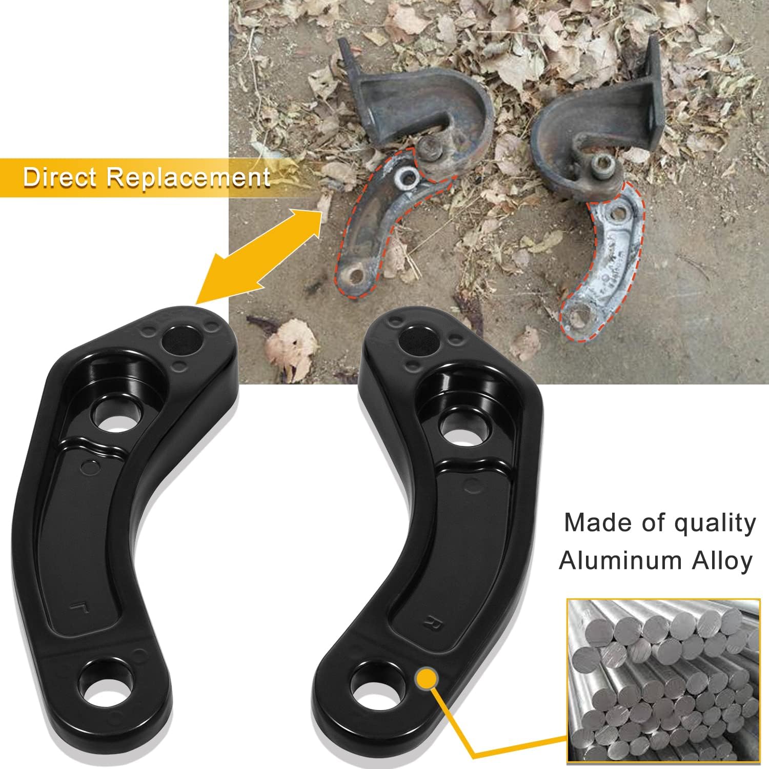 13-04626 Aluminum Alloy Hood Pivot Hinge Bushing Mount Bracket Kit for Peterbilt 379 378 (Left+ Right)