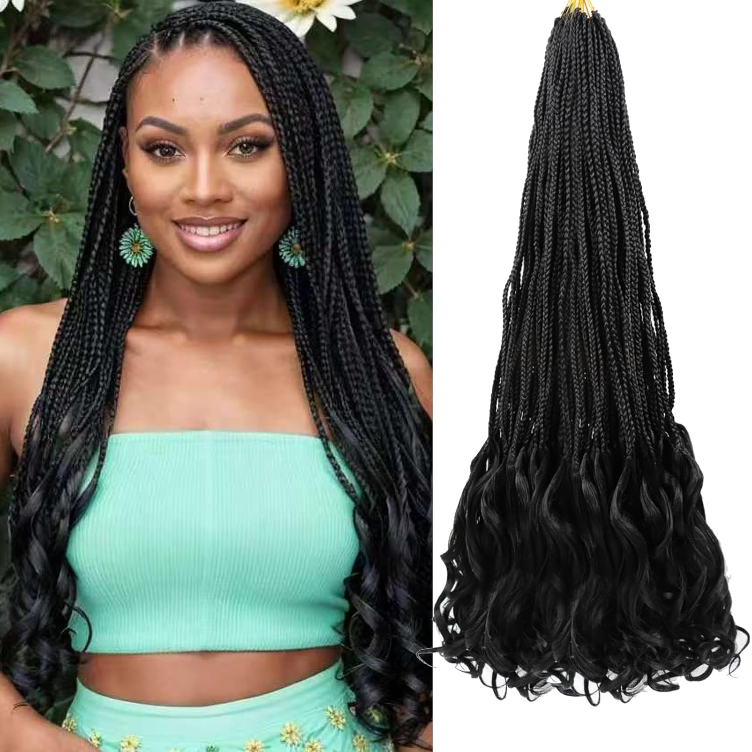 French Curl Crochet Braids Short French Curl Braiding Hair Pre Looped Crochet Hair for Black Women 12 Inch Box Braids Crochet Hair with Curly Ends French Curly Braiding Hair Extensions(1B/27/30)