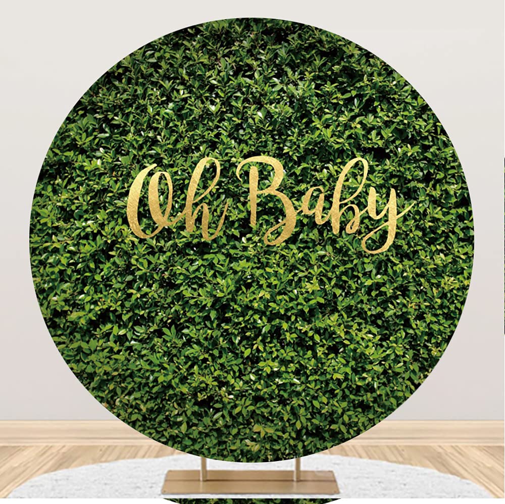 Buy Leowefowa Oh Baby Green Leaves Round Backdrop Cover 7.2ft Greenery Backdrop Grass Backdrop