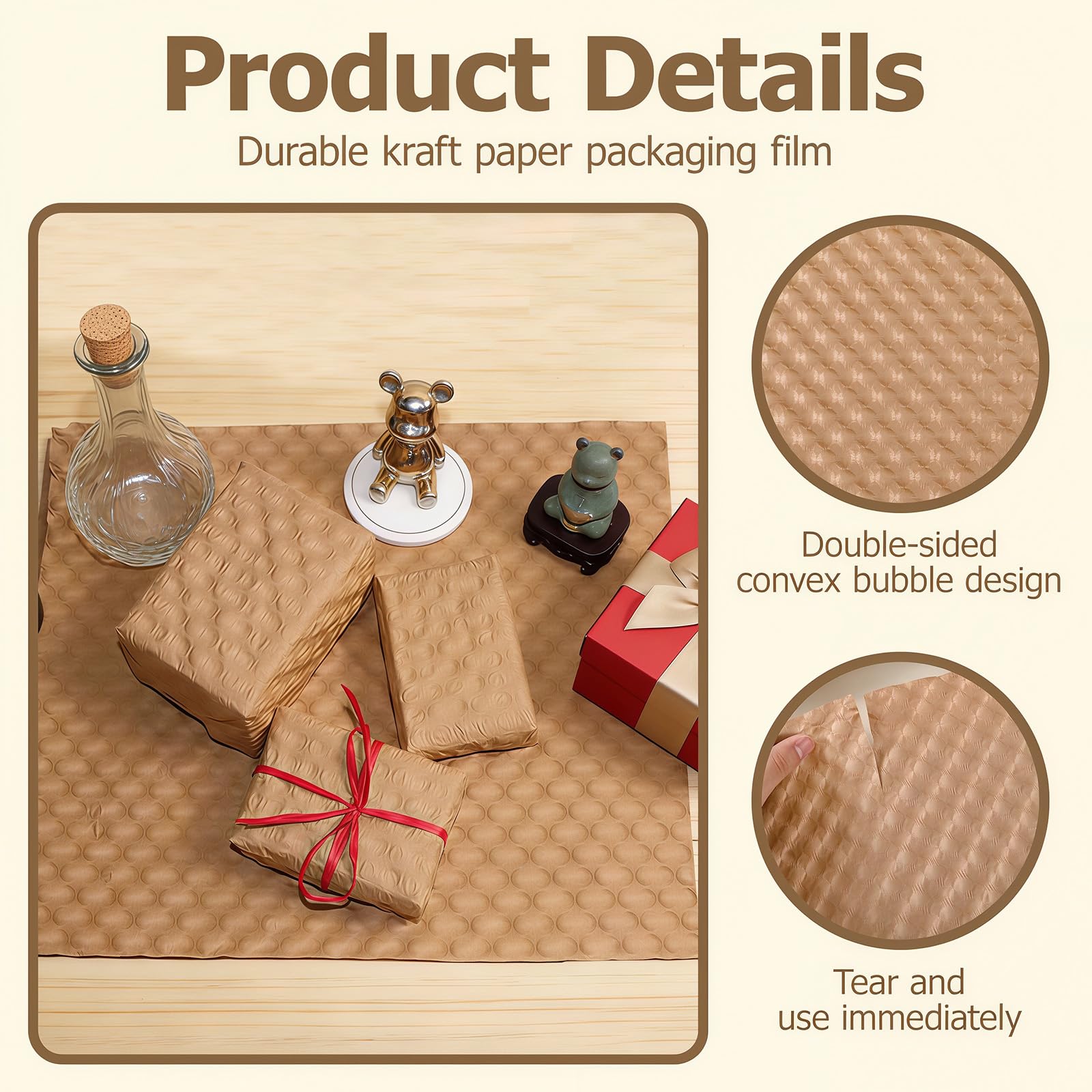 150 PCS Packing Paper, 29 x 40cm Paper Bubble Wrap Sheets pre Cut, Brown Eco Cushioning Wrap Alternative to Plastic Bubble Filler for Moving House, Shipping, Storing - Image 3