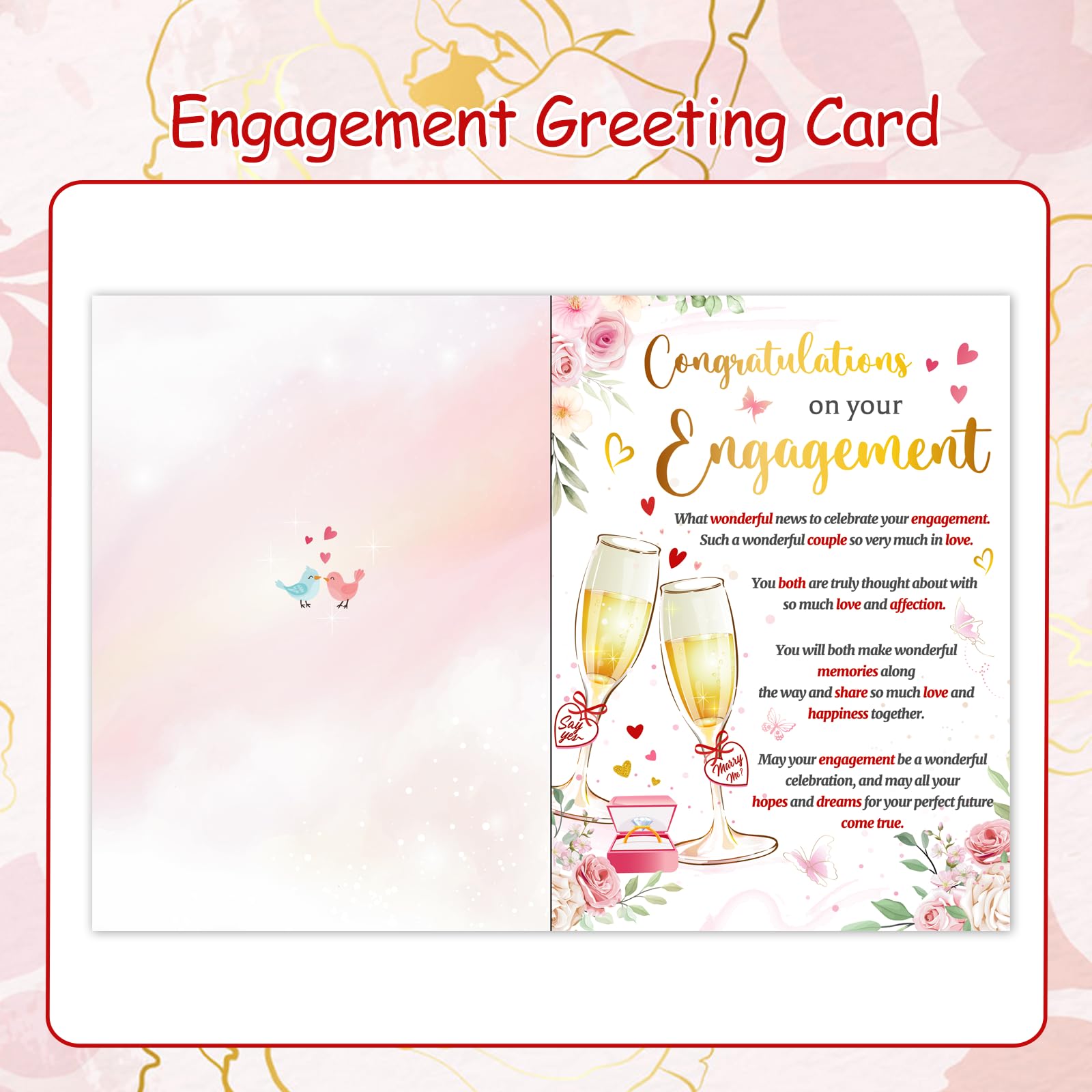 HOWAF Engagement Card for Couple Congratulations Your're Engaged Card & 2 Keyrings, Engagement Gifts for Couples Friends, Both of You - Image 3