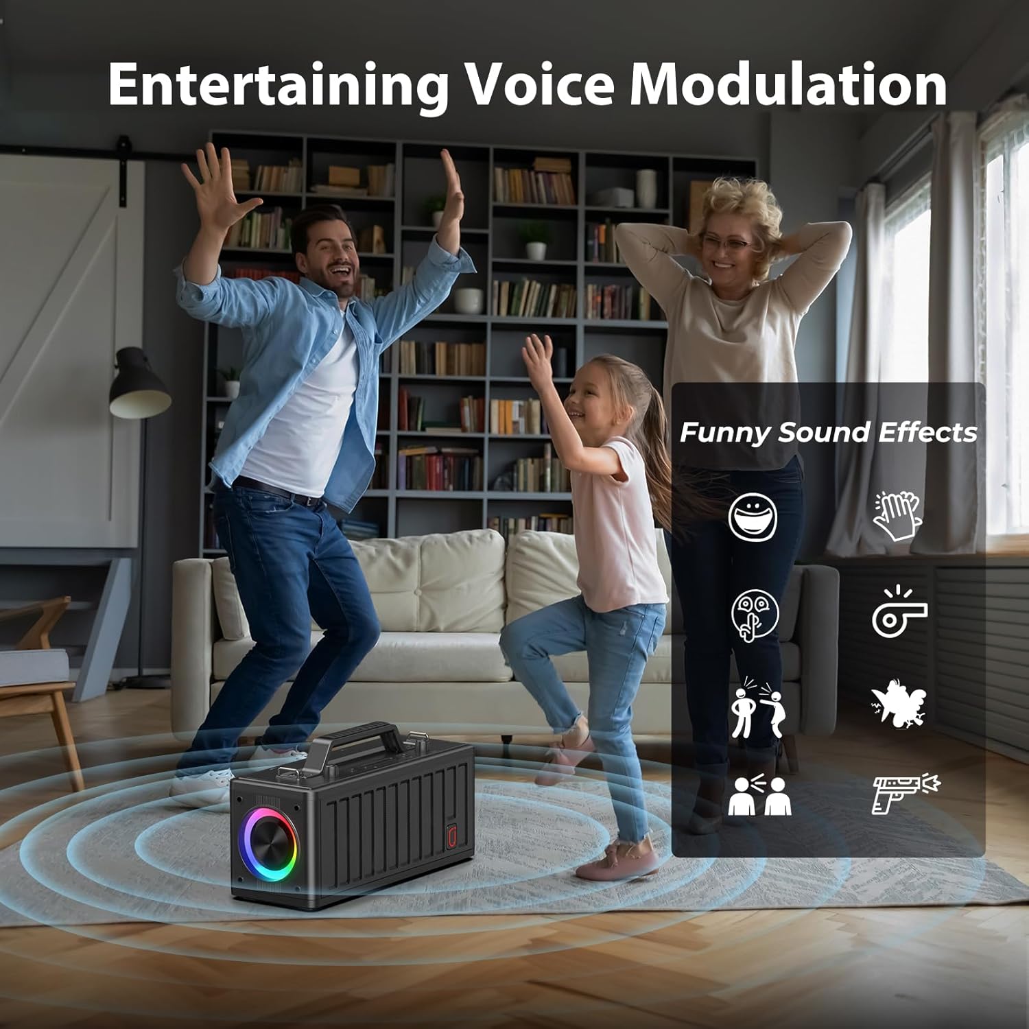 JYX Karaoke Machine for Adults, Portable Bluetooth Singing PA Speaker System with LED Lights for Home Party, Birthday Gifts,Supports TF Card/USB,AUX in,TWS,Live Broadcast