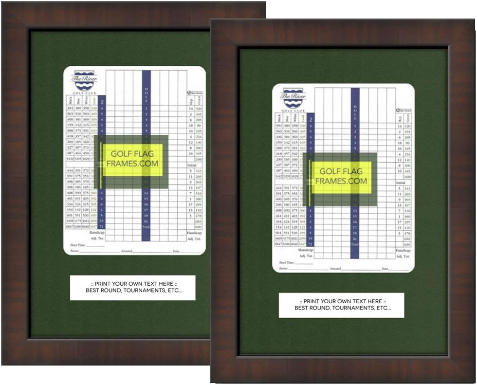 9x13 Brown Golf Scorecard Frame 2 Pack, Moulding brn-001, Green Mat (Holds Approx. 6"x8" Vertical Card; Card not Included