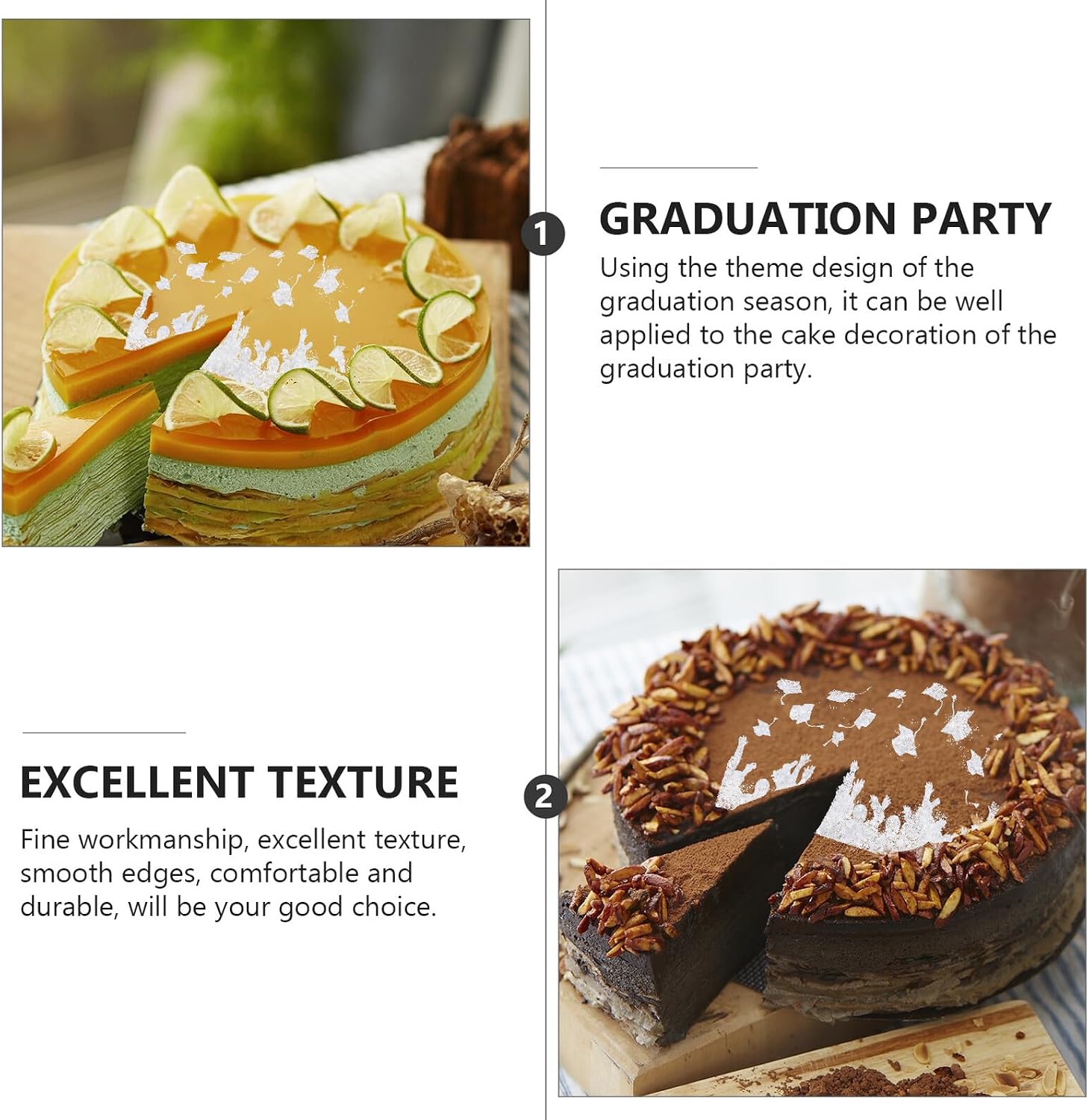VICASKY 2pcs Cake Stencil Templates Spray Cake Stencils Plastic Hollow Molds Party Accessories Baking Supplies