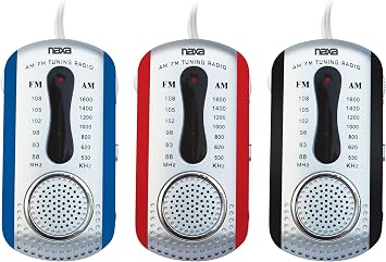 Naxa Electronics NR-721 Portable AM/FM Mini Pocket Radio with Built-in Speaker, Red, 8.35 inch x 5.25 inch x 1.50 inch, NR-721 RE