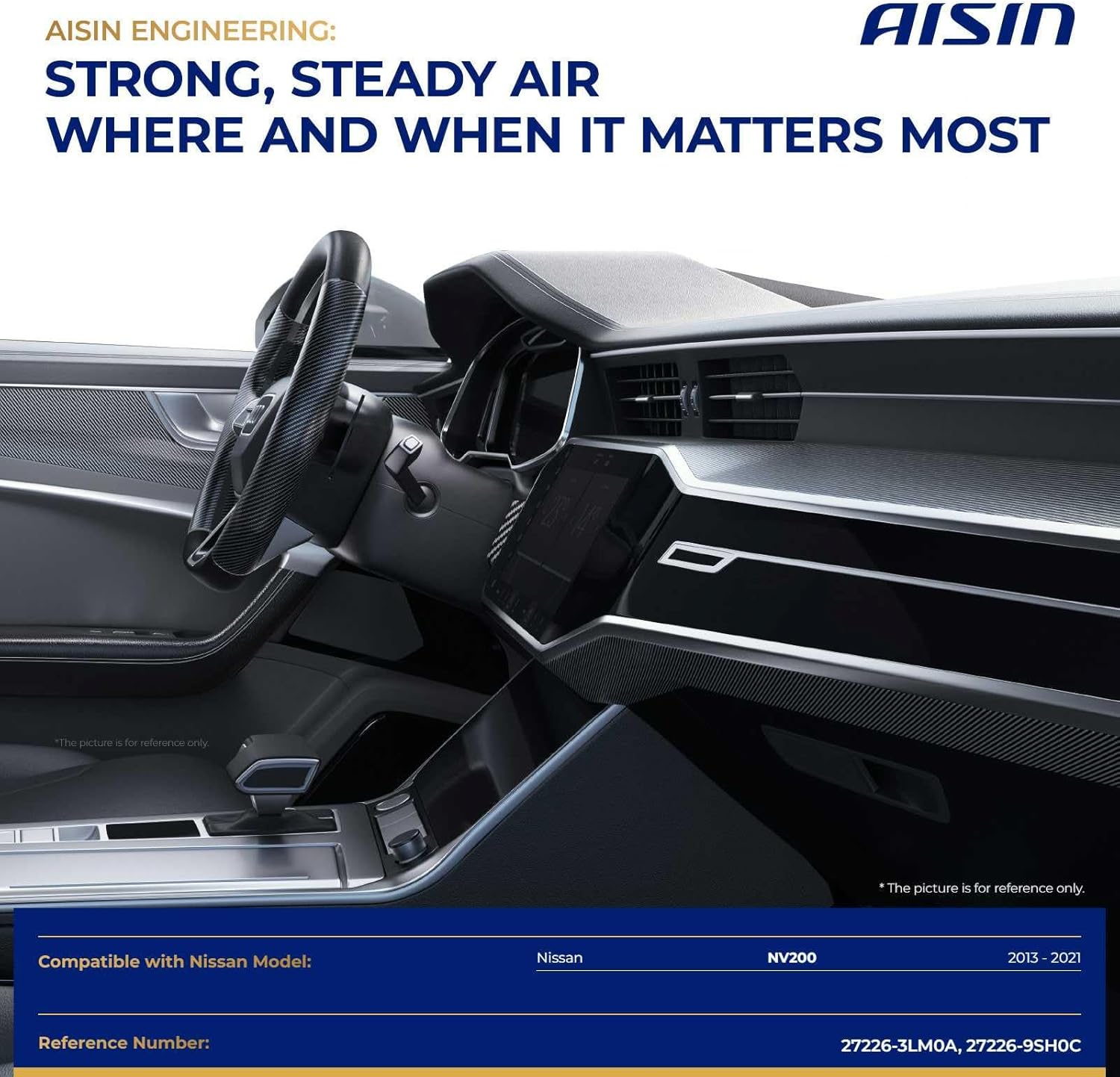 AISIN AFTERMARKET BLMN-00220 HVAC Blower Motor with Wheel Assembly - Compatible with Nissan NV200 2013-2021