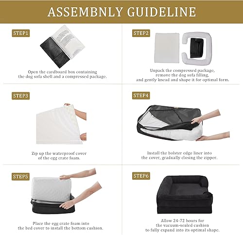 Miniatura 6 de Bedfolks Cama ortopédica para perros, sofá cama impermeable para perros medianos, sofá cama de espuma de huevo para mascotas con funda extraíble