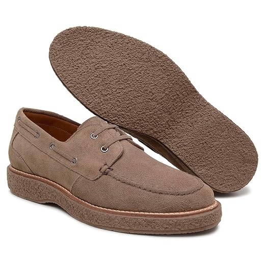 Sapato Masculino Sider Casual em Camurça Legítima | Turunelli Calçados – Mocassim Estilo Clássico, Costura Artesanal, Palmilha em Gel, Solado de Borracha Leve | 37-44 (Taupe, BR, Adulto, Numérico, 43)