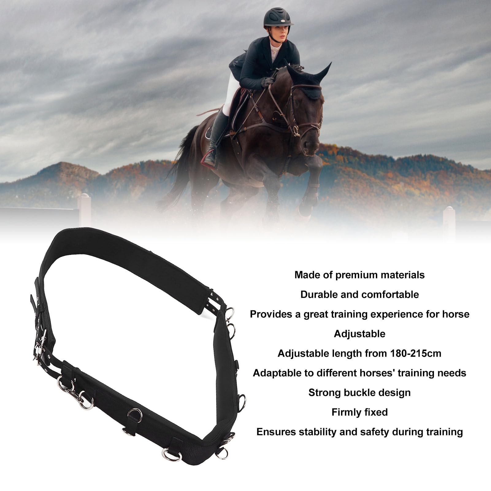 Akozon Cinchuelo de Entrenamiento Profesional de Longitud Ajustable para Entrenamiento Ecuestre