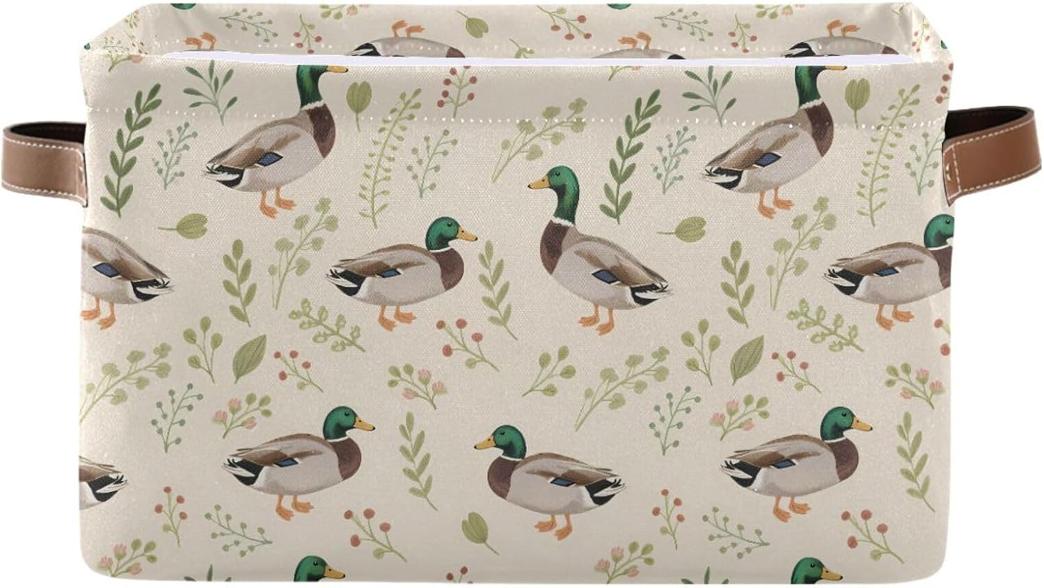 ALAZA Mallard Duck Blossom Foldable Storage Box Storage Basket Organizer Bins with Handles for Shelf Closet Living Room Bedroom Home Office 1 Pack