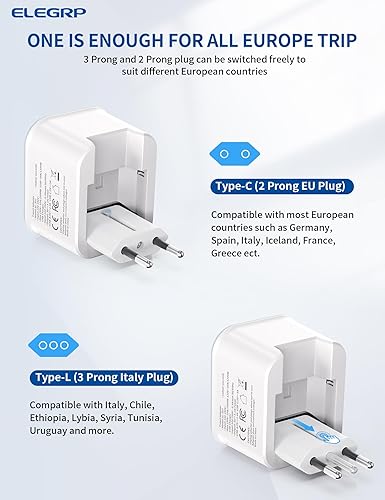 Miniatura 2 de ELEGRP Adaptador de enchufe de viaje para Reino Unido, convertidor de adaptador de enchufe de EE. UU. a Reino Unido con puertos USB-A y USB-C,