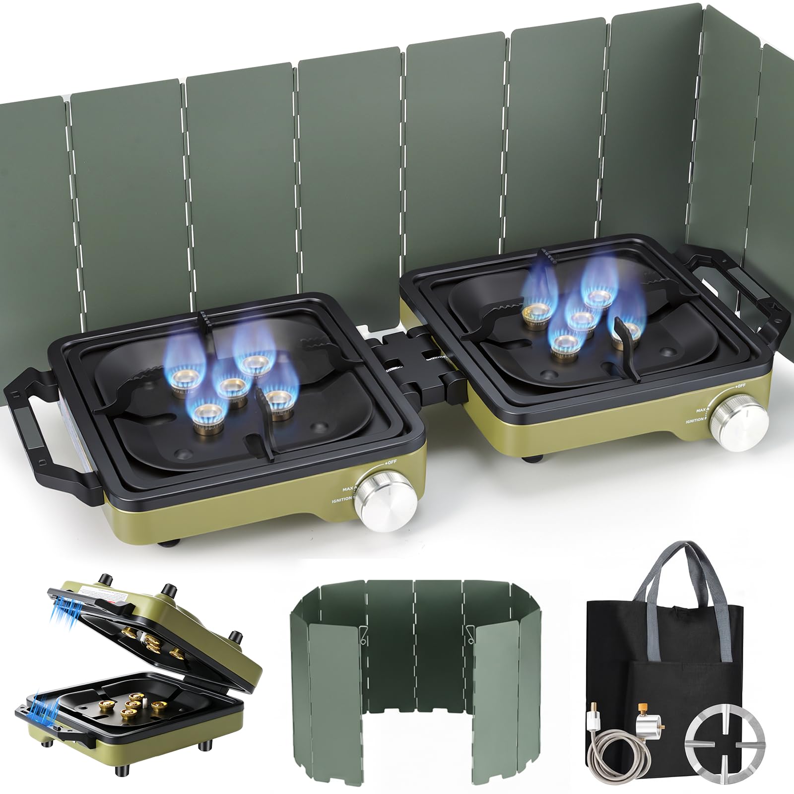 LEECICILE 2-Burner Portable Propane Camping Stove