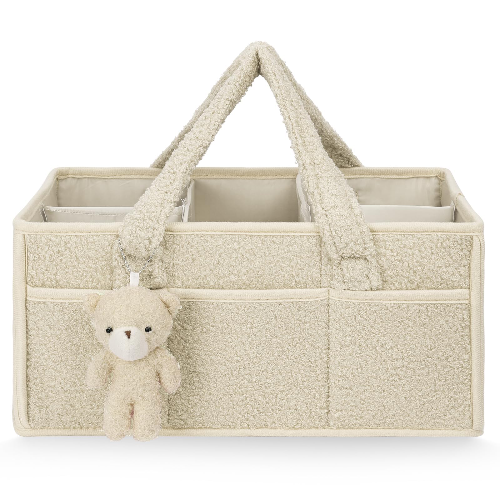 Organizador Pañales, Cesta Organizadora Bebe, Grande Pañales Bolso Para Bebés para Bebes Recien Nacidos de Viaje (Blanquecino)