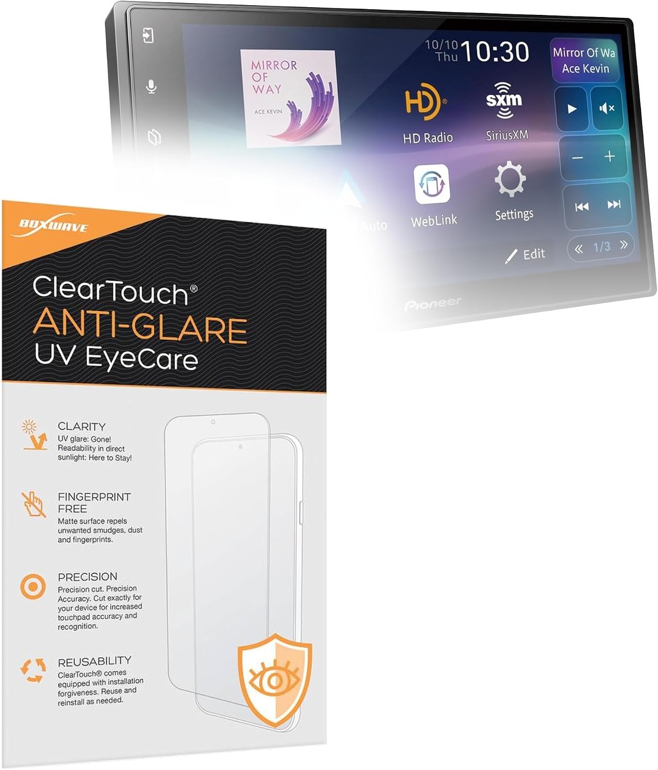 BoxWave Screen Protector Compatible with Pioneer DMH-2000NEX - ClearTouch Anti-Glare Anti-UV EyeCare (2-Pack), Filters Out Harmful Blue Light Reduce Fatigue