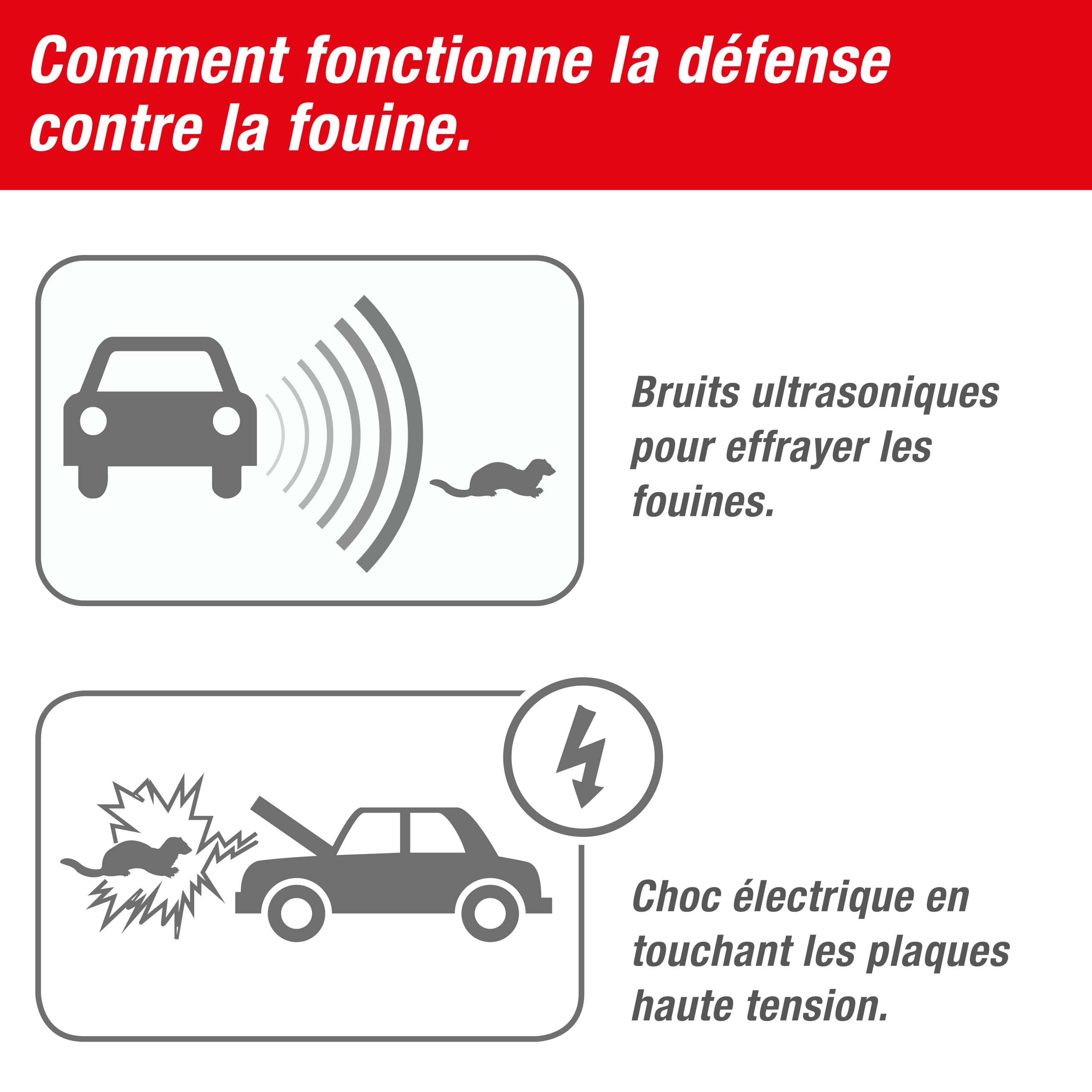SWISSINNO Anti-Martres de Voiture, Ultrason Anti Rongeur pour Voiture Martres Repeller Repulsif Parfait pour Fouine Grenier, Maison, Jardin, Garage, Alimentation 12V Connexion à La Batterie de Voiture