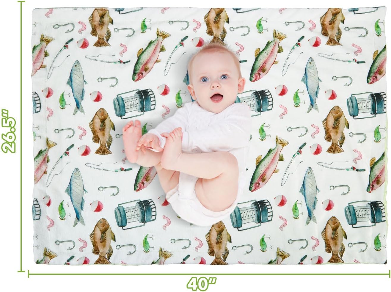 Fish Baby Blanket for Boys Girls Soft Fleece Minky Blanket with Dotted Backing Double Layer Newborn Toddler Blankie for Nursery Stroller Crib Gift to Son Nephew Grandson 26.5 * 40 Inches - Image 2