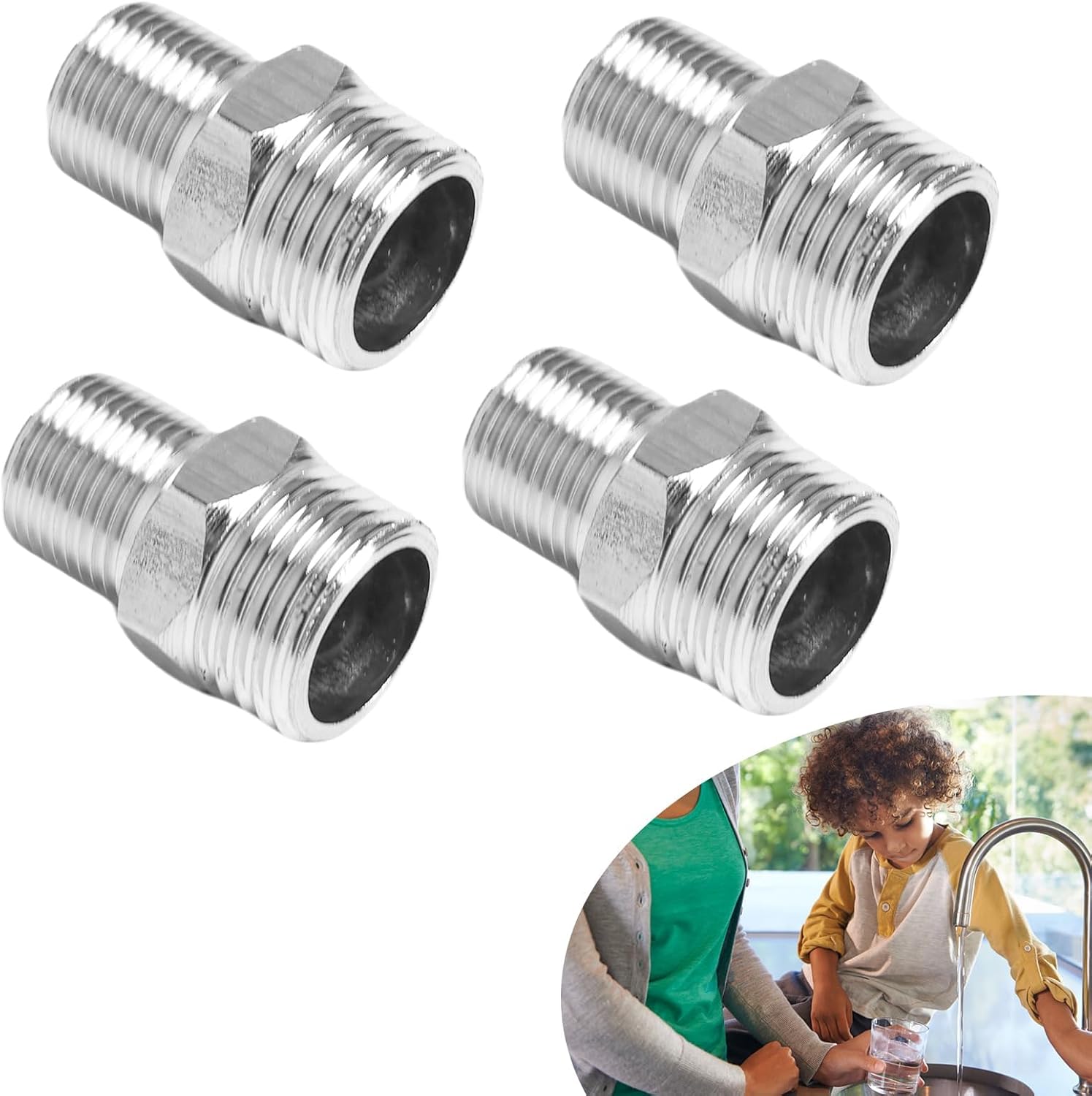 Amazon.com: Aesnoun 4PCS 1/2 to 3/8 Male Reducer Faucet Adapter 1/2 ...