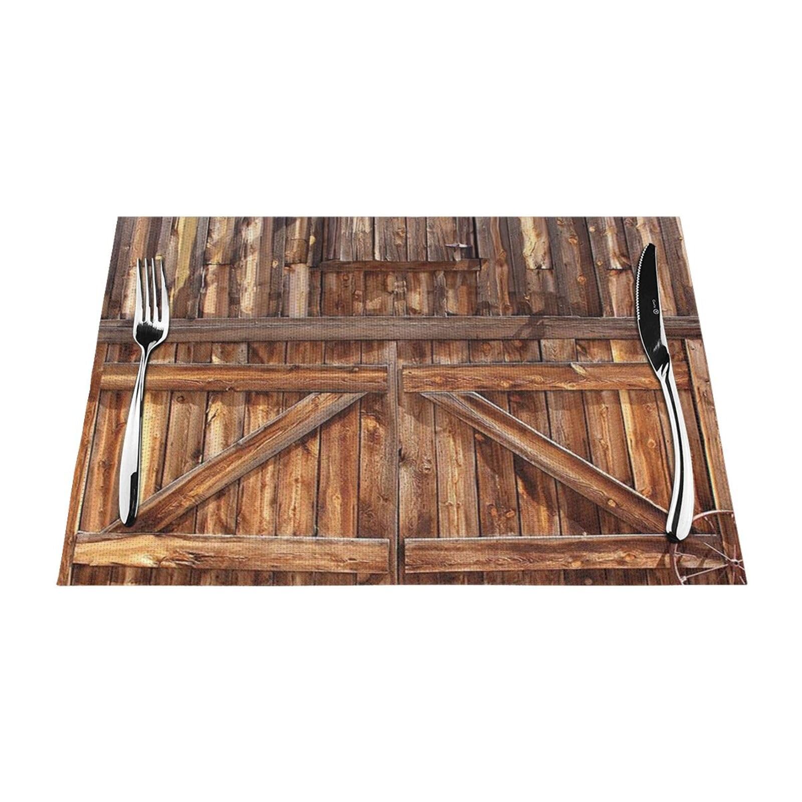 Set de table porte de grange rectangulaire lavable et antidérapant pour cuisine et jardin