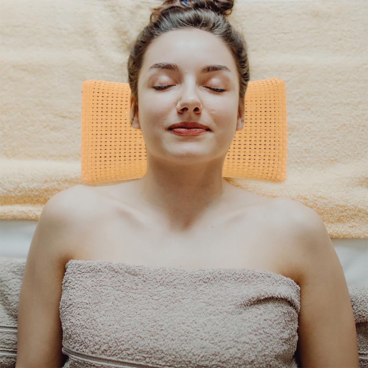 TEHAUX Lot de 2 Oreillers Tissés Simulés pour Sauna en Plastique Léger et Confortable, Coussins Appui-tête pour Spa et Détente