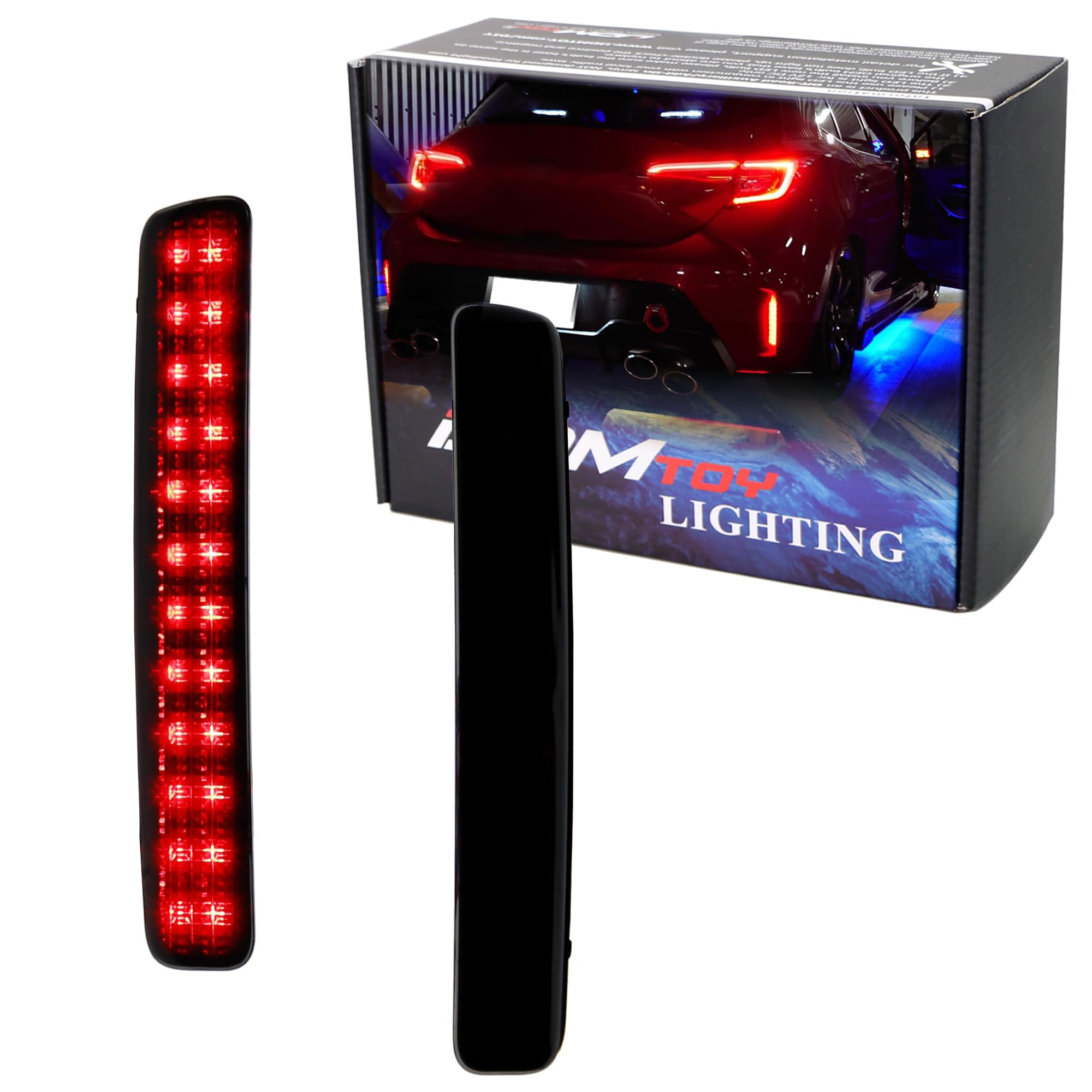 iJDMTOY OEM-Spec Smoked Lens 48-SMD Full LED Rear Bumper Reflector Light Trims Compatible With 2023-up Toyota GR Corolla (E210), Function as Tail or