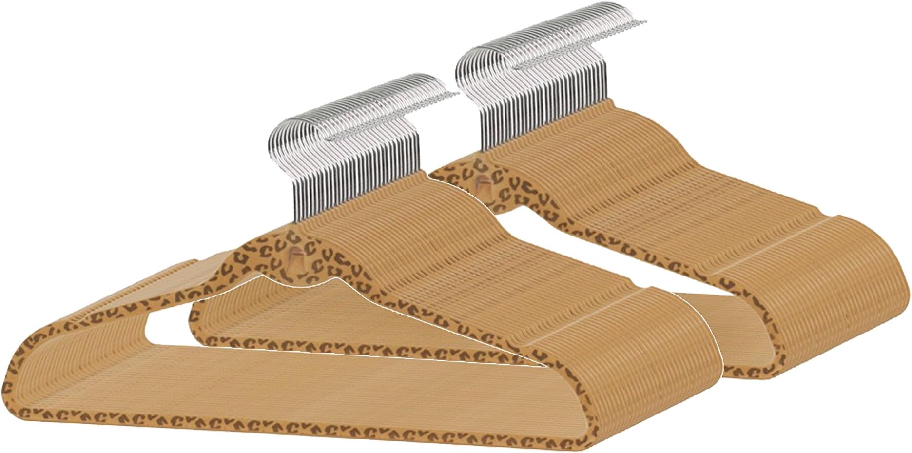 ClutterFree 50 Pack Cascading Cheetah Print Hangers - Camel Color
