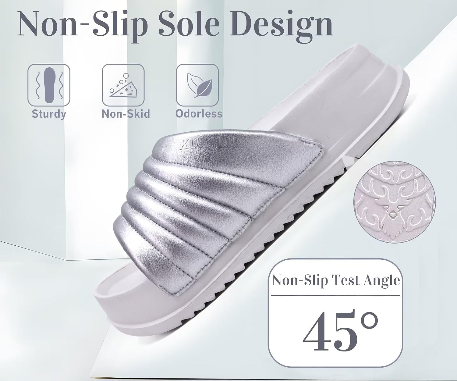 KuaiLu Womens Sandals with Arch Support Orthopedic Comfortable Lightweight Cushion Recovery Slides Summer Fashion Leather Casual Womans Plantar Fasciitis Sandals for Indoor&Outdoor (US Size 6-12)