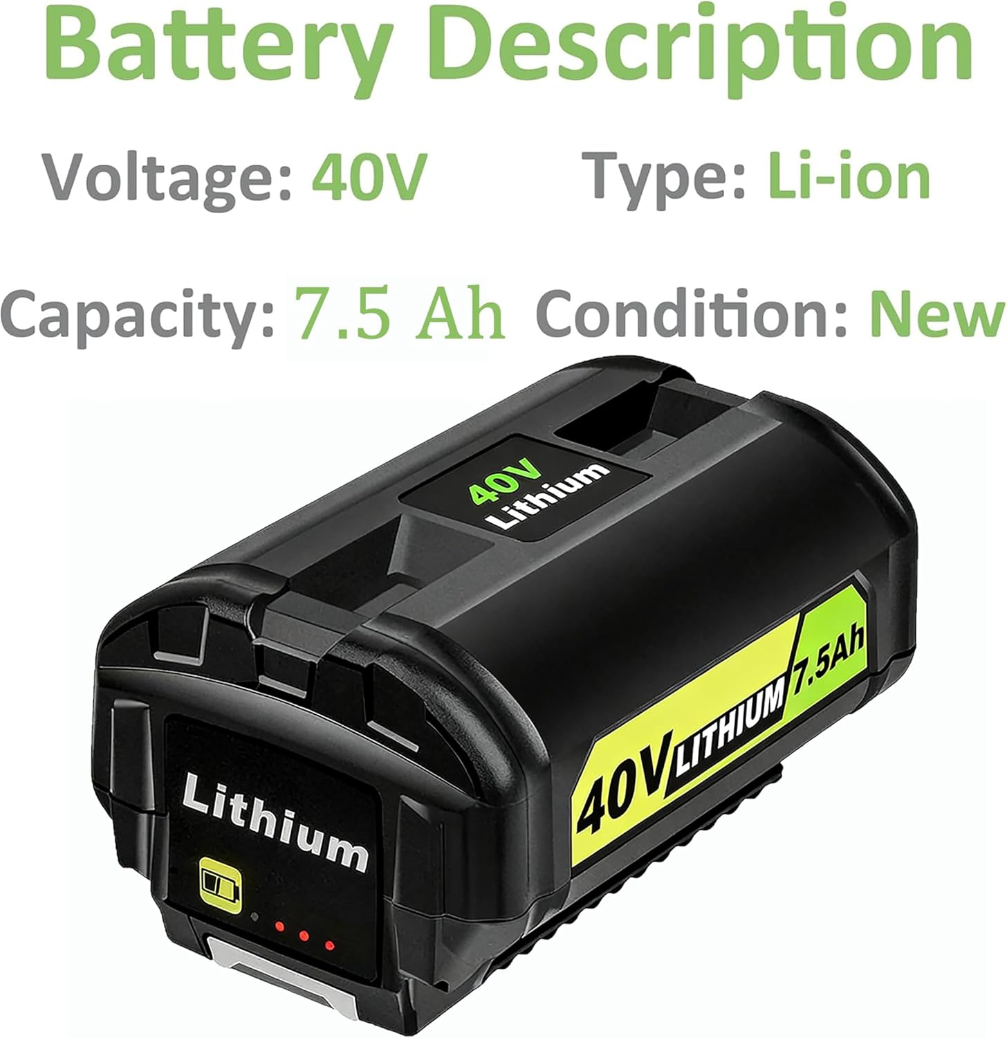 2Packs High-Capacity 7.5Ah Replacement Battery for Ryobi 40V Battery – Extended Life and Reliable Performance