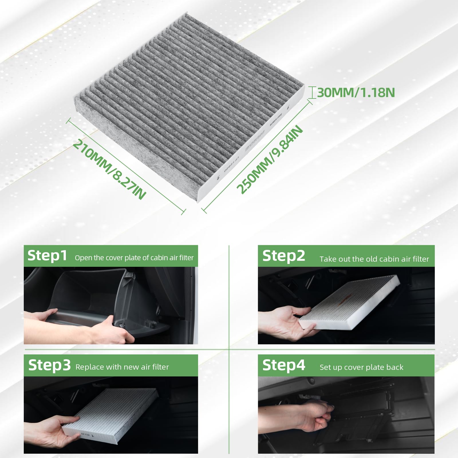 Filtro Abitacolo Carbone Attivo CARORY Per Hyundai E Kia 2020-2025 – Compatibile Con Elantra, Ioniq, Tucson, EV6, K5 E Altri (Modelli Selezionati)