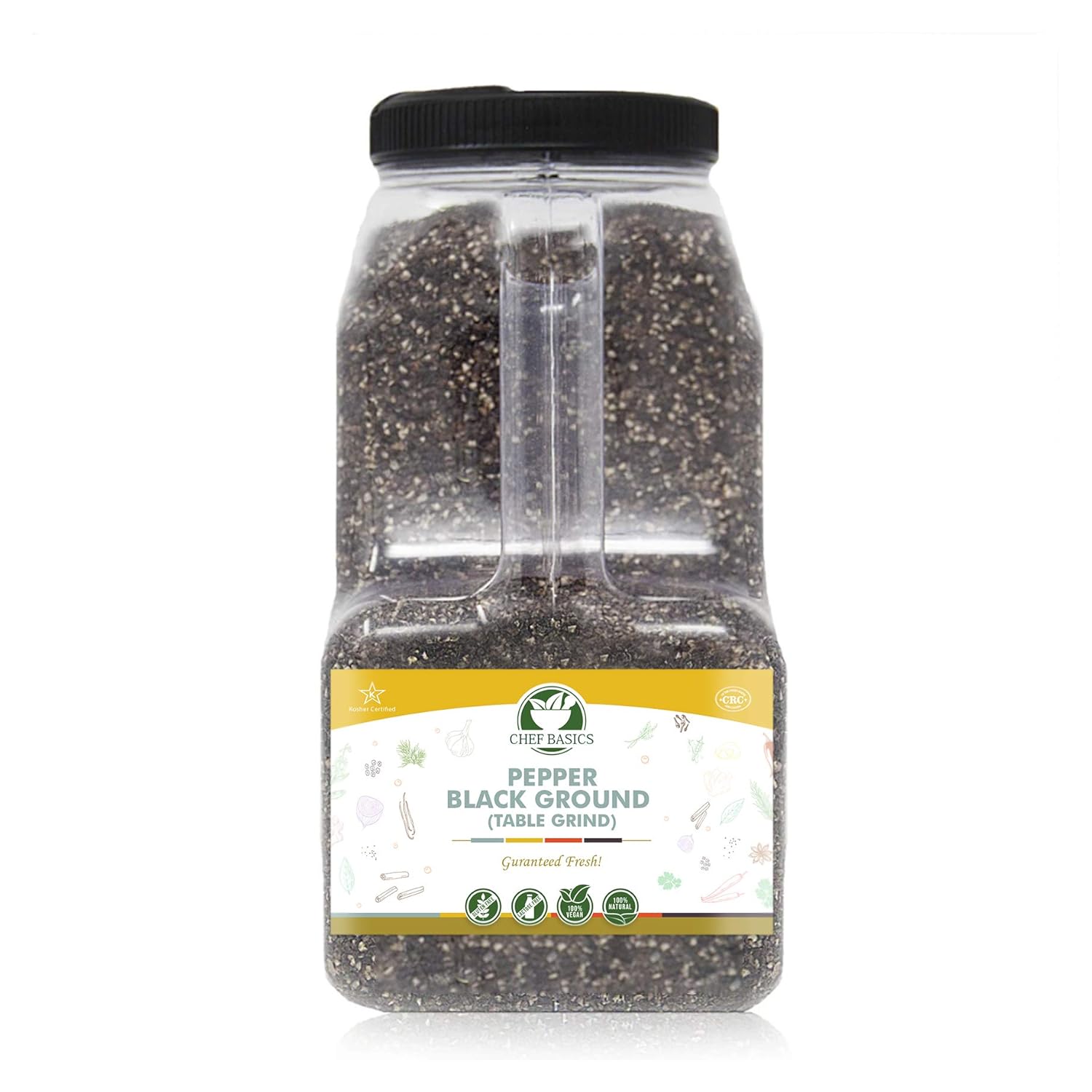 Ground Black Pepper (Table Grind) - Restaurant Quality - 5 Pound Bottle - Bulk Spices