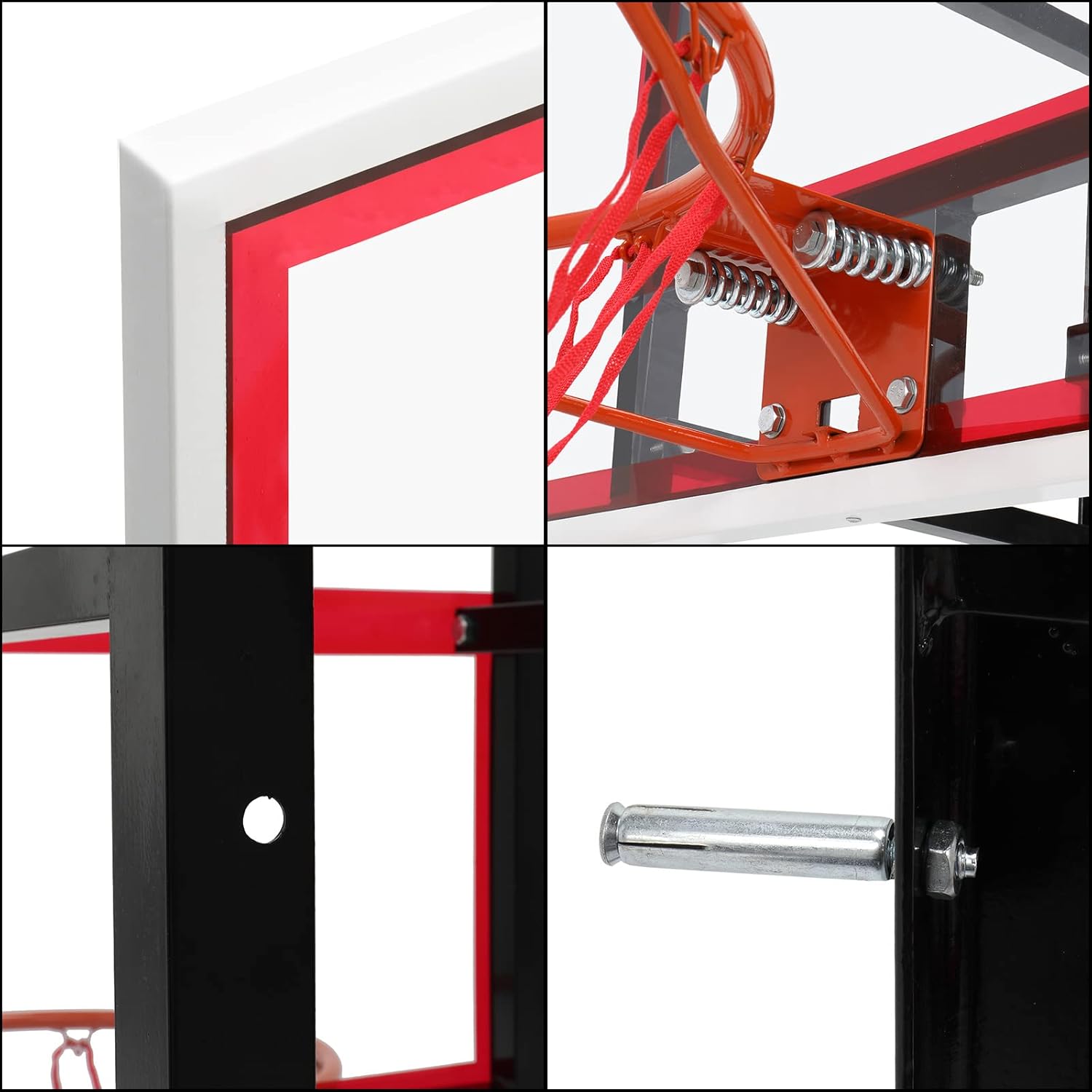 PEXMOR 43.3“ x 29.5“ Wall-Mount Basketball, Backboard Hoops & Goal Rim Combo Kit,Shatterproof Polycarbonate Board All-Steel Rustproof Frame&for Standard No7 Balls