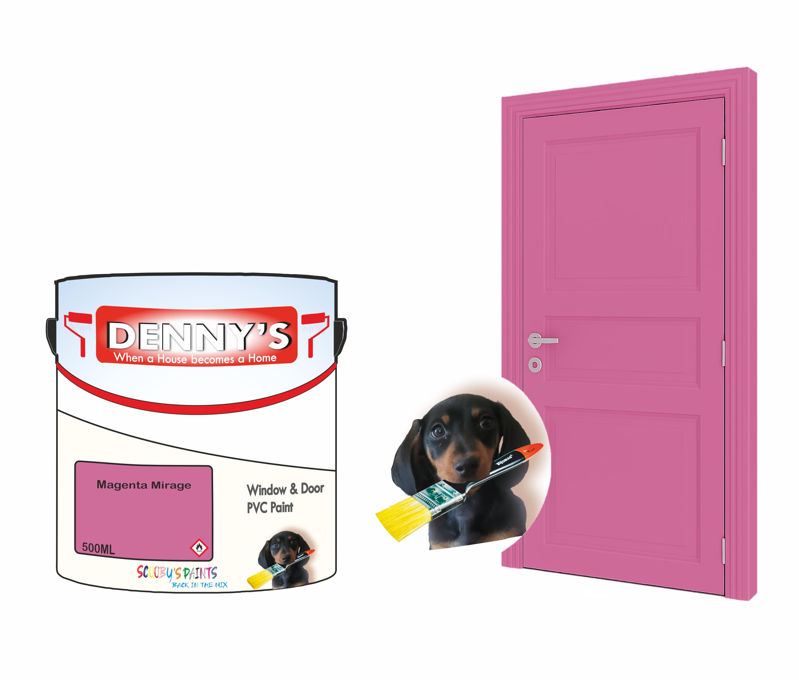 Window & Door PVC/UPVC Paint, 500ml, Available in Matte Gloss Sation Finish Metallic Colours and Solids (Magenta Mirage)