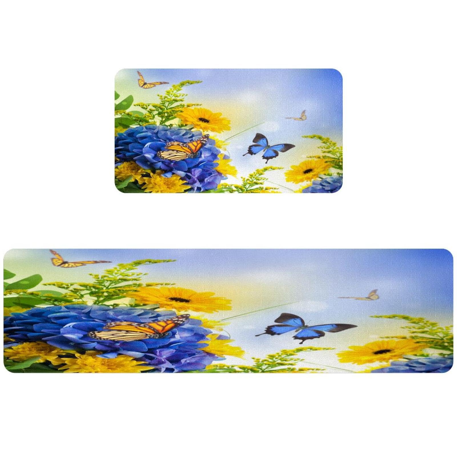 Alfombrillas de cocina para pasillo y cuarto de lavado con flores