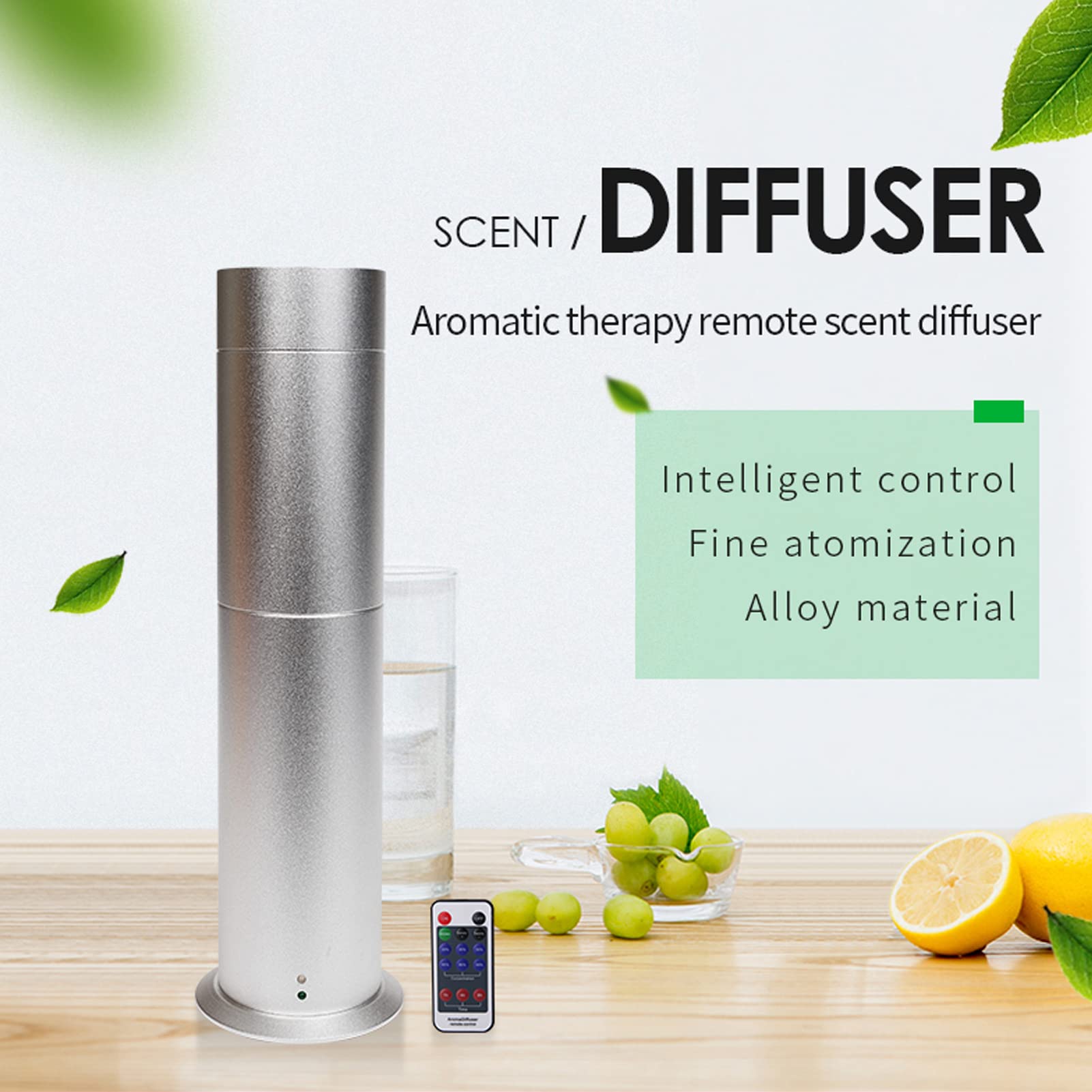 Fockety Difusor de Aceites Esenciales, 120ml Scent Air Machine Difusor de Aromaterapia de Aire Frío con Control Remoto y Temporizador, Máquina Inteligente de Aromaterapia para SPA, Yoga (Plata)