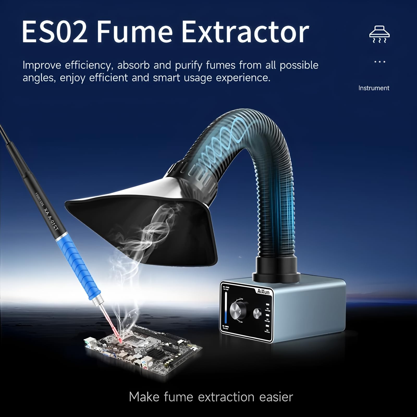 AIXUN ES02 - Limpiador de humos, extractor de humos, purificación eficiente, con luz LED