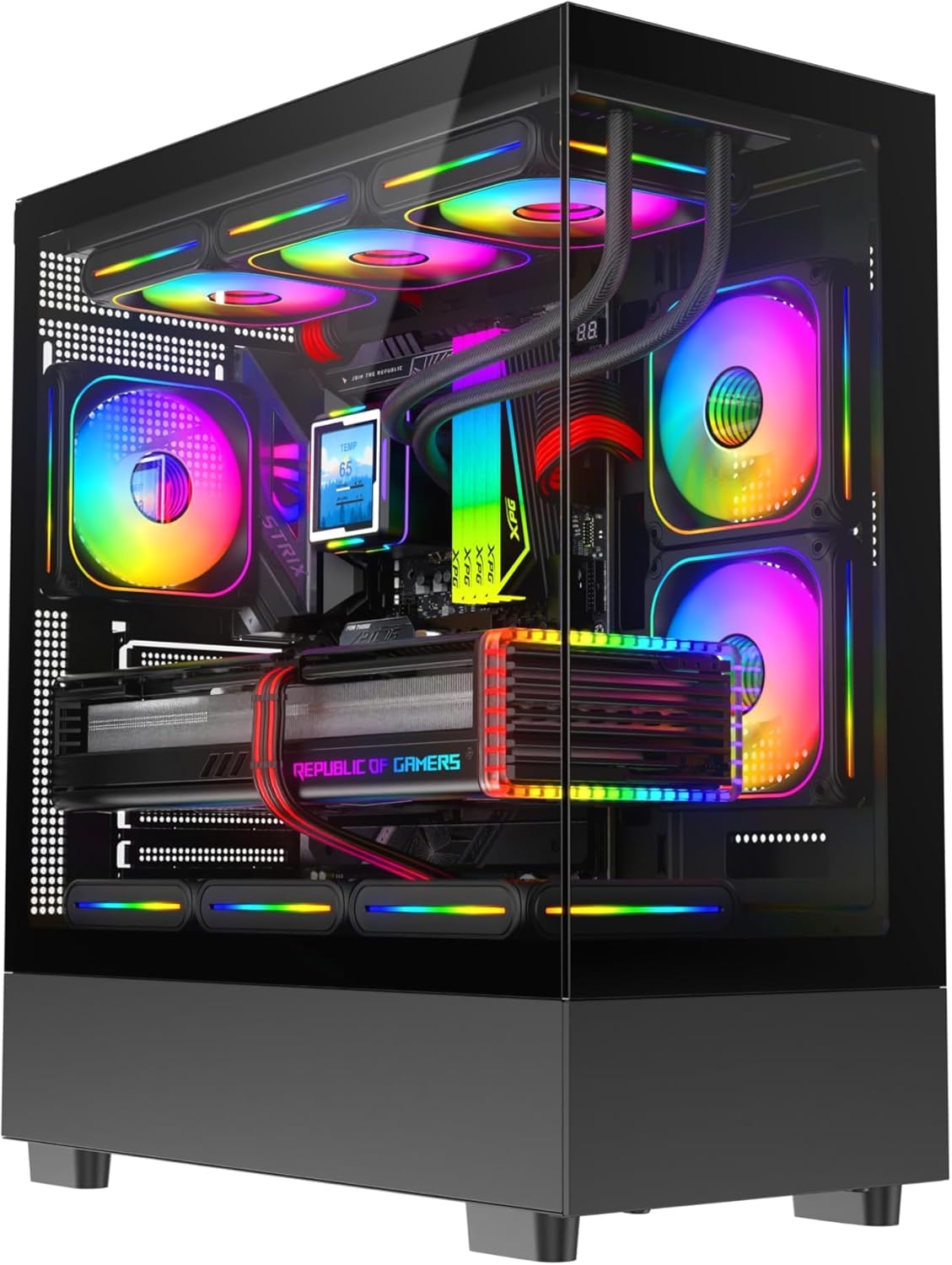 Revampix Torre Gaming Intel Core i7, Tarjeta Gráfica GTX750 4GB, 16GB RAM, 256GB SSD + 1TB HD, Fuente 500W 80+, Caja RGB con 6 Ventiladores, WiFi, Windows 11, Negro