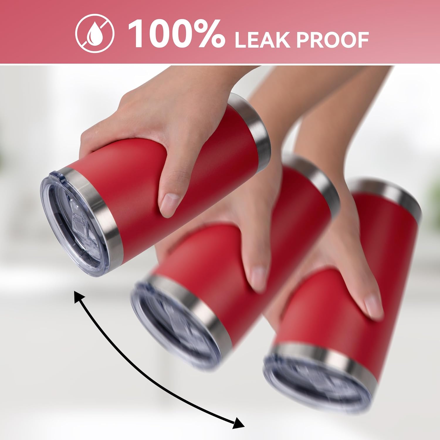 20 oz Tumbler Stainless Steel Tumblers Bulk with Lid Double Wall Insulated Coffee Tumbler Cups for Hot & Cold Drinks Powder Coated Travel Coffee Tumbler Mug Metal (Red, 6 pack) - Image 3