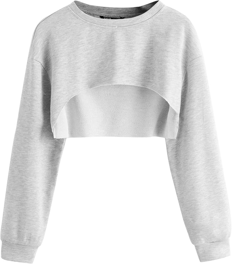 SweatyRocks Women's Casual Solid Cut Out Front Long Sleeve Pullover Crop Top Sweatshirt : Amazon 