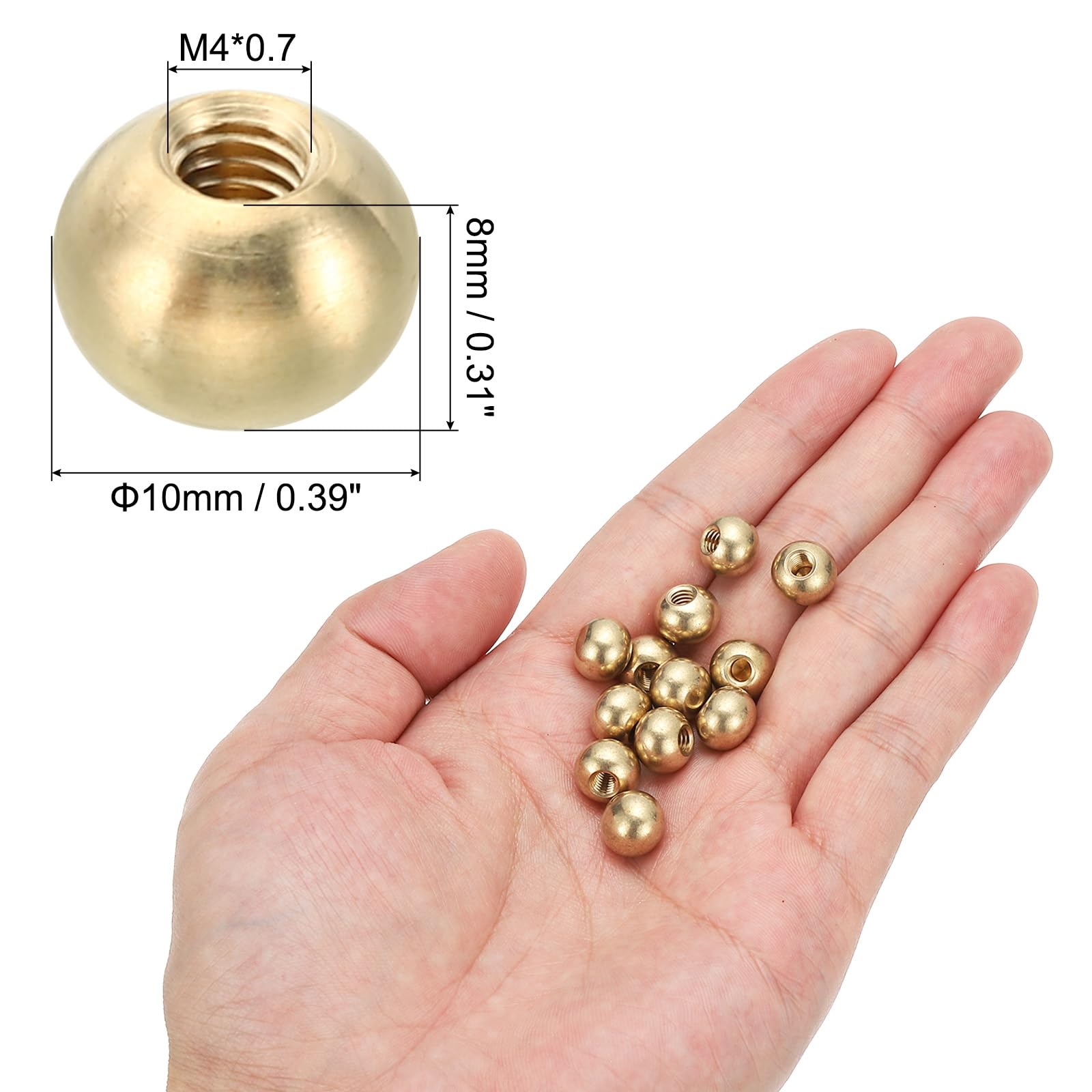 PATIKIL M4x10mm Thread Cap Nuts Knob, 30 Pack Brass Ball Lamp Decoration Screw Caps Nut Cover Nut for Furniture Lighting or DIY Project - Image 2
