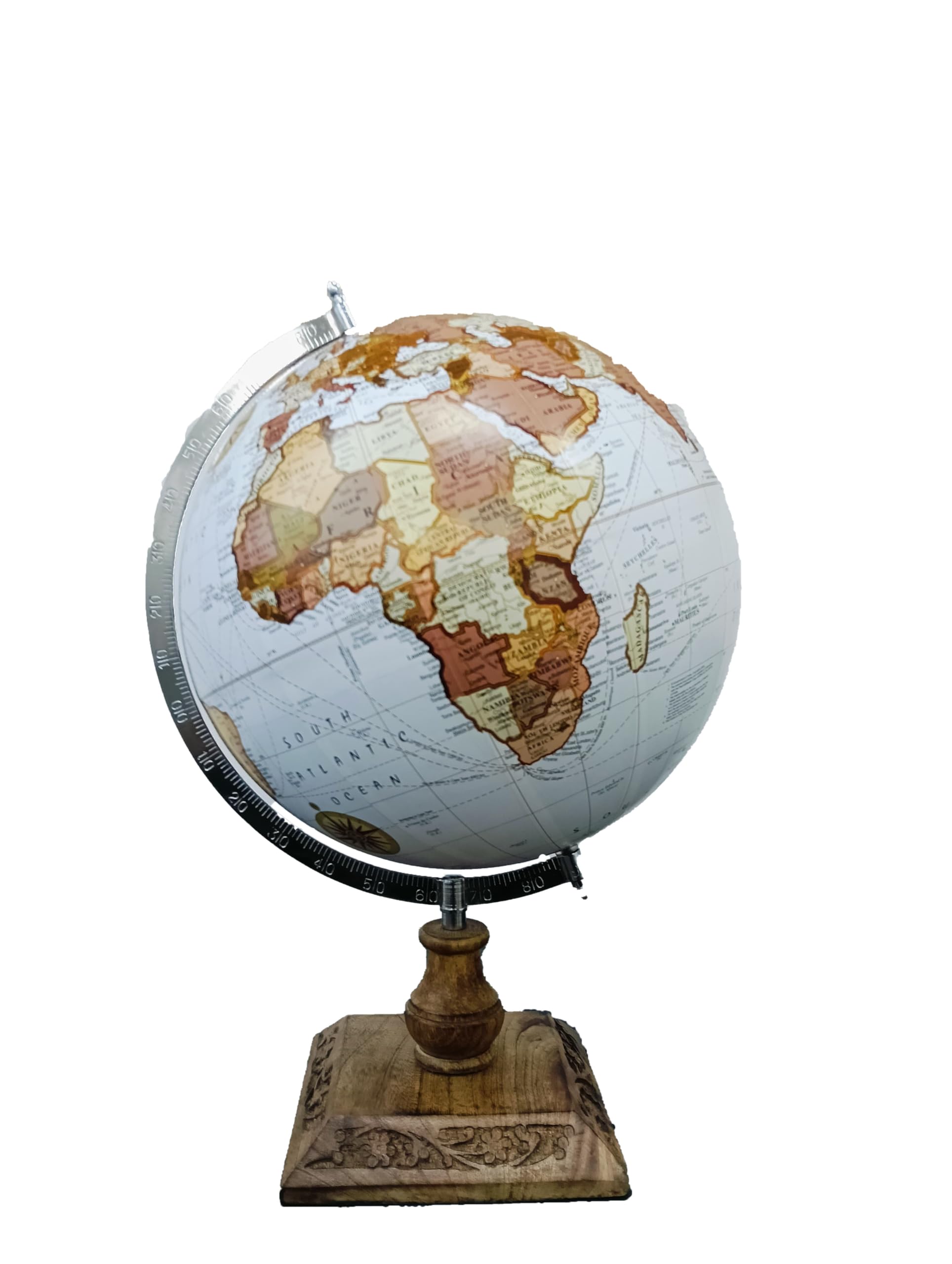 GLOBE DADDY Rotating World Globe 12 Inch with Metal Arc and Wooden Stand for Show pieces for Home Décor, Office Decor and Decorations items,Study Table decor Items, Birthday, Party Gifts and Aniversary. 3