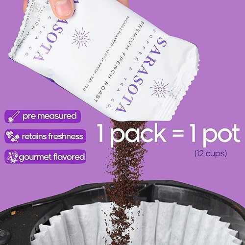 Miniatura 2 de SARASOTA - Paquetes de café premolido, tostado oscuro europeo, 100% colombiano, bolsas a granel para cafeteras de goteo (bolsas de 1.75 onzas,