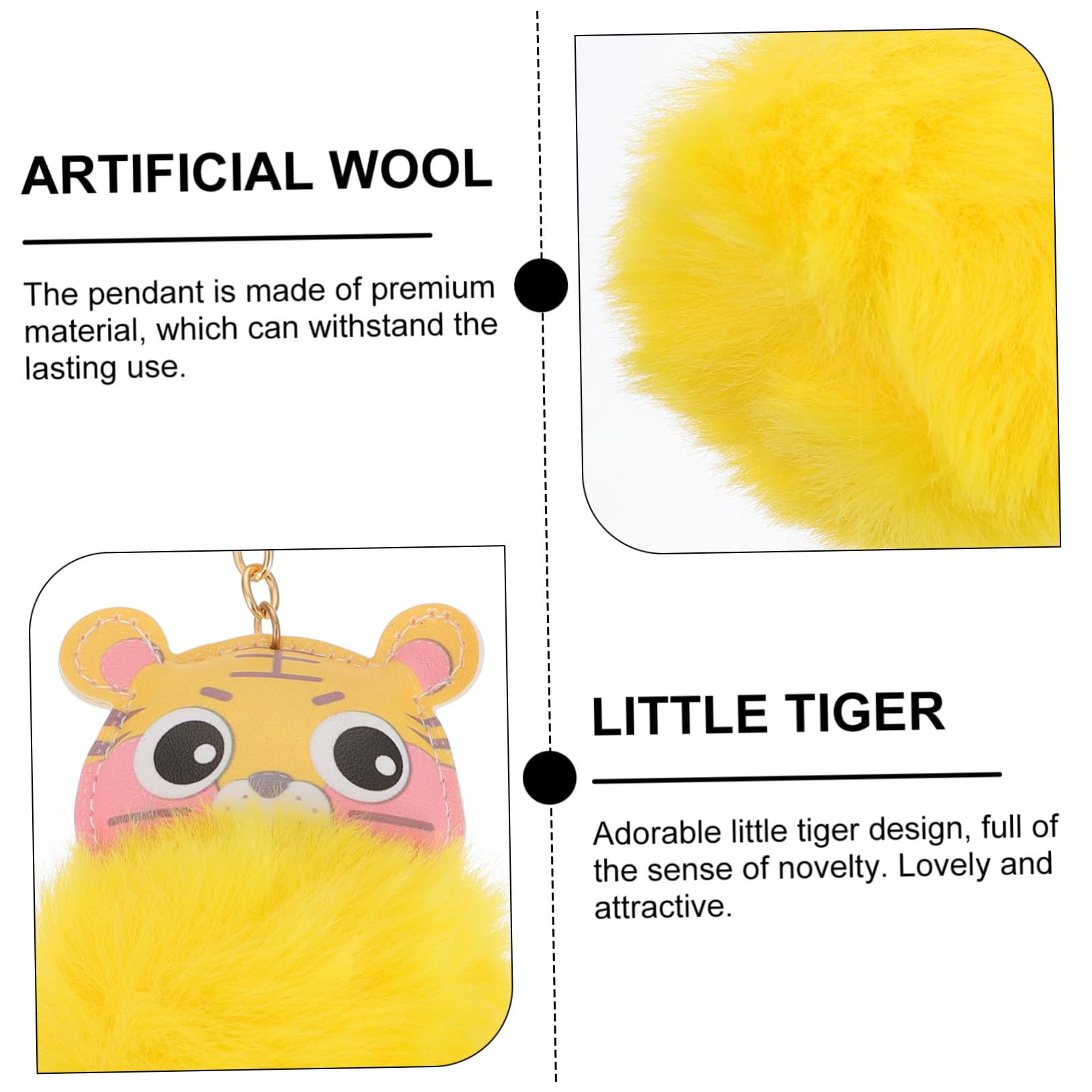 OUNONA 2Pcs Adorable Tiger Key Chain Bag Pendant Decor Unique Animal for Car Backpack Accessory Lightweight and Attractive Present for All Ages