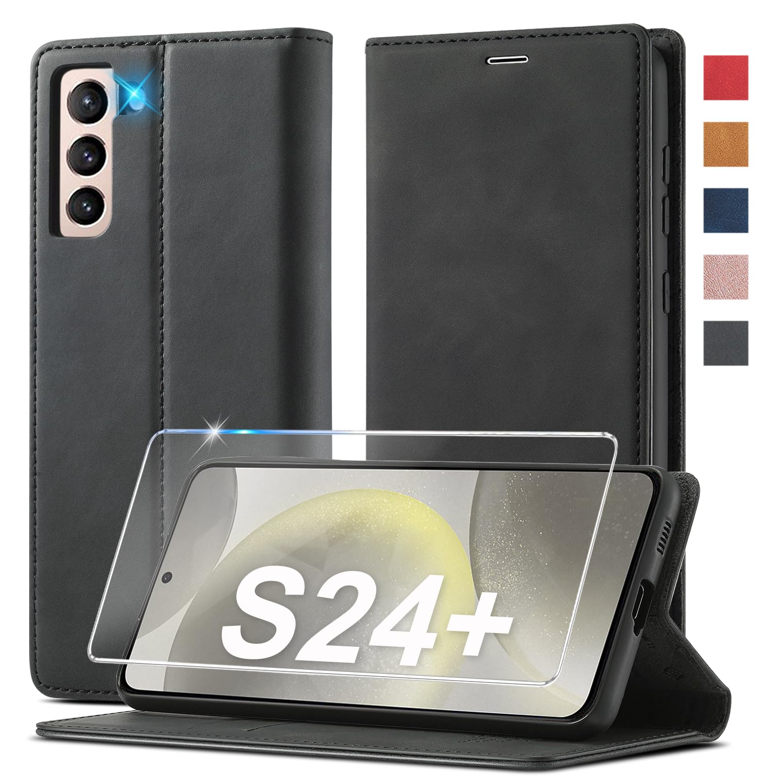 Ailicici Handyhülle für Samsung Galaxy S21/S22/S23/S24/S25/S26/S26 Plus/S26 Ultra/S25 FE, Leder Flip Wallet Case mit Schutzhülle, Klappbar