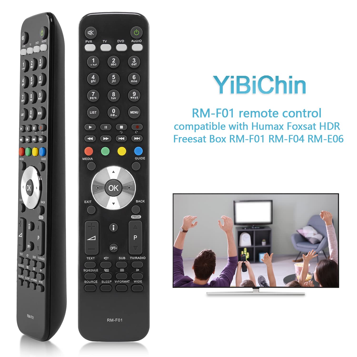 Telecomondo Sostitutivo Per Humax Foxsat HDR | Compatibile Con RM-F01 RM-F04 RM-E06 | YiBiChin Senza Programmazione