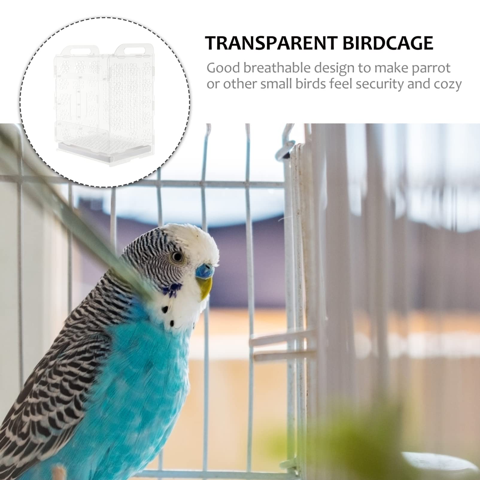 POPETPOP Jaula para Loros De Acrílico Diseño Transparente con Bandeja Ideal para Aves