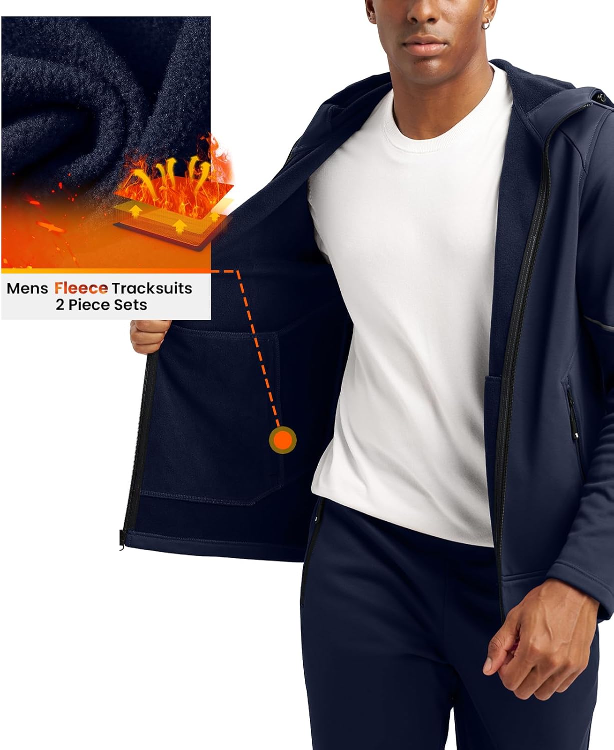 TBMPOY Fleece Track Suits For Men Hooded Running Casual Sweat Suits 2 Piece Set