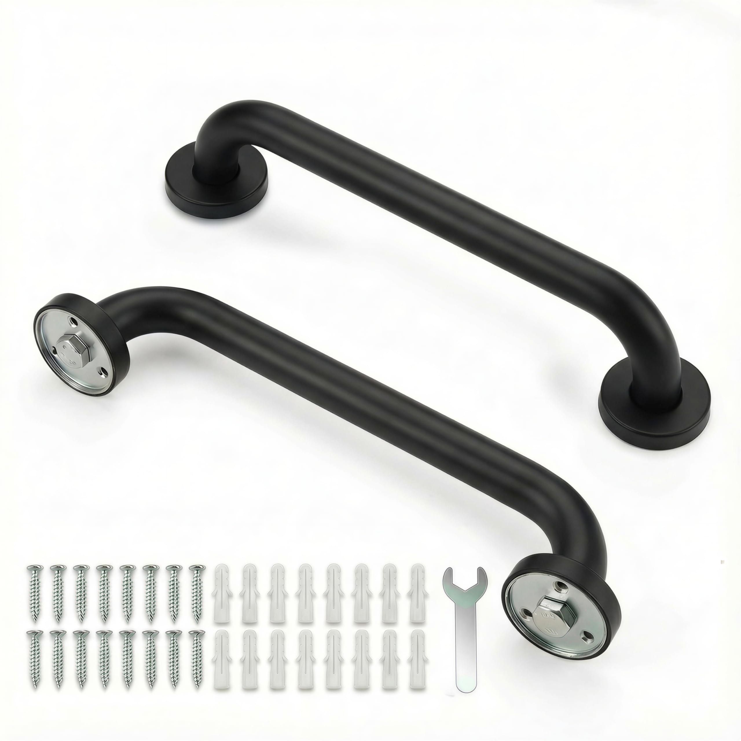 Lot de 2 Barres d'appui 30 cm de Long. 304 Poignée de Acier Inox Poignée Sécurité pour Personnes Agées Barre de Douche pour Toilettes, Salle de Bain, Baignoire
